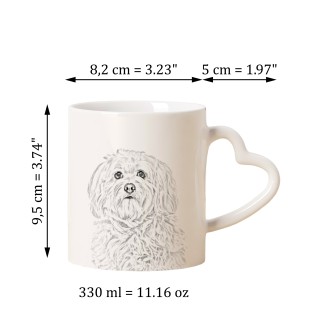 Havanese, Havanese Cuban Bichon, Bichón Havanés - cup with a dog, adorable cup with a heart-shaped handle, universal gift from the Art-Dog brand