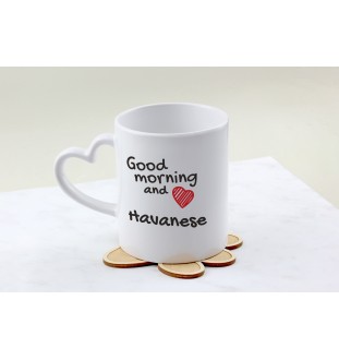 Havanese, Havanese Cuban Bichon, Bichón Havanés - cup with a dog, adorable cup with a heart-shaped handle, universal gift from the Art-Dog brand