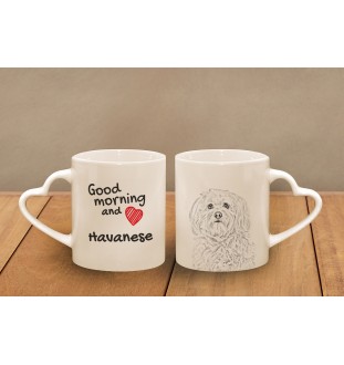 Havanese, Havanese Cuban Bichon, Bichón Havanés - cup with a dog, adorable cup with a heart-shaped handle, universal gift from the Art-Dog brand