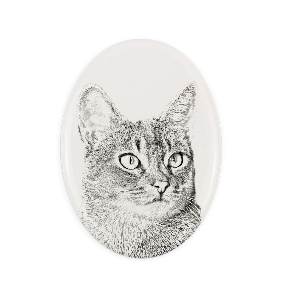 Abessinier - Gedenktafel mit einem Foto einer Katze, Grabplatte mit Druck, personalisierte ovale Platte der Marke Art-Dog