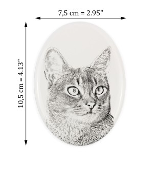 Abessinier - Gedenktafel mit einem Foto einer Katze, Grabplatte mit Druck, personalisierte ovale Platte der Marke Art-Dog