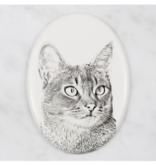 Abessinier - Gedenktafel mit einem Foto einer Katze, Grabplatte mit Druck, personalisierte ovale Platte der Marke Art-Dog
