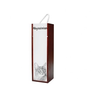 Abyssinian - wine box with a cat, alcohol box with graphics, personalized gift box from the Art-Dog brand