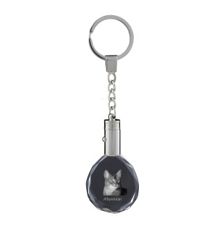 Abyssinian - Fob with cat photo, crystal key ring in gift box, unique gift by Art-Dog brand
