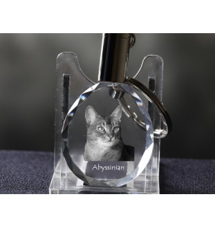 Abyssinian - Fob with cat photo, crystal key ring in gift box, unique gift by Art-Dog brand