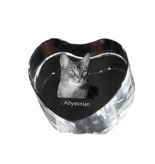 Abessinier - Kristalluhr mit Katzenbild, Herzregal-Uhr, personalisierte Standuhr von Art-Dog.
