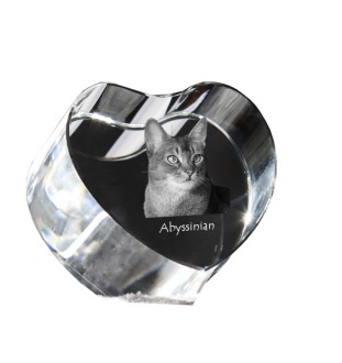 Abyssinian - crystal clock with a picture of a cat, heart-shaped shelf clock, personalized standing clock by Art-Dog brand
