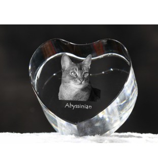 Abessinier - Kristalluhr mit Katzenbild, Herzregal-Uhr, personalisierte Standuhr von Art-Dog.