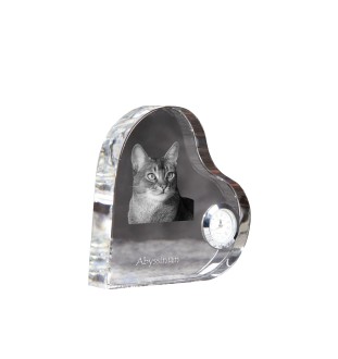 Abyssinian - crystal clock with a picture of a cat, heart-shaped shelf clock, personalized standing clock by Art-Dog brand