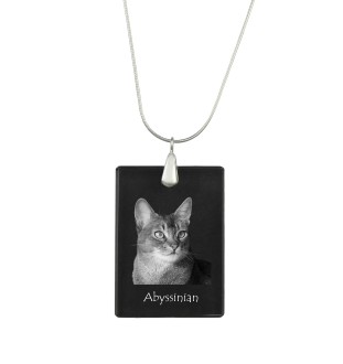 Abyssin - Crystal pendant with cat, silver necklace with photo, personalised pendant by Art-Dog brand