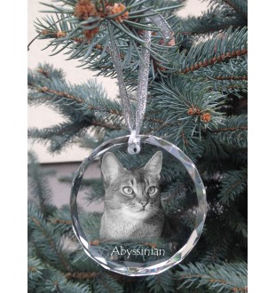 Abyssinian - crystal bauble with a photo, photo of a cat in crystal, personalized Christmas tree ornament by Art-Dog brand
