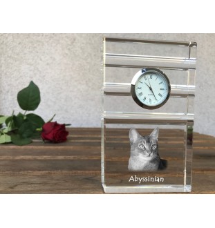 Abyssin - une horloge en verre avec une photo, une photo de chat dans un cristal, une horloge de bureau personnalisée de la marque Art-Dog