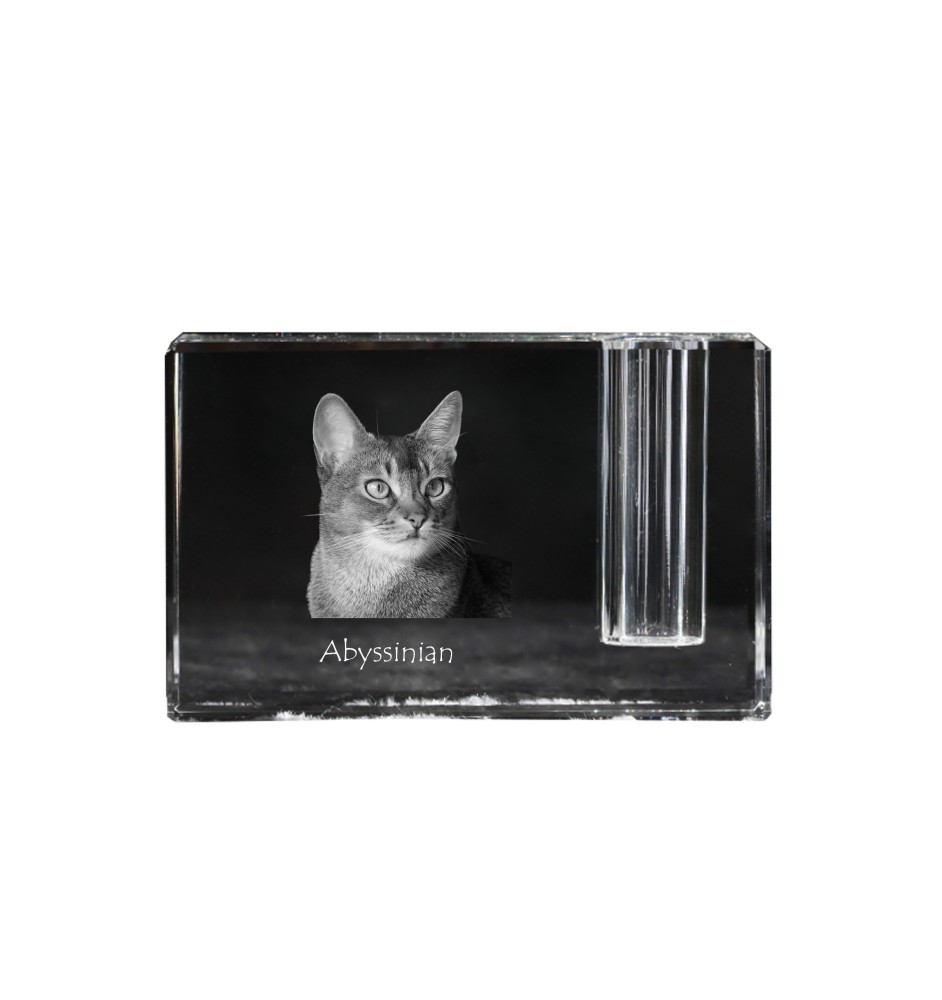 Abyssin - Porte-stylos, organiseur en cristal avec photo de chat, décoration de bureau unique par la marque Art-Dog