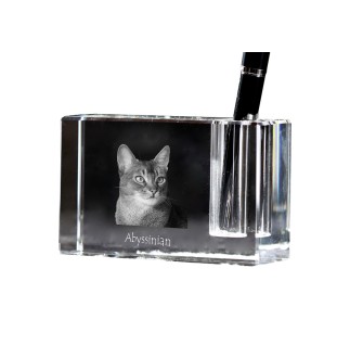 Abessinier - Stifthalter, Kristallorganizer mit Katzenfoto, einzigartige Schreibtischdekoration der Marke Art-Dog