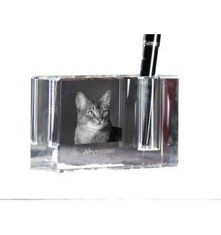 Abyssin - Porte-stylos, organiseur en cristal avec photo de chat, décoration de bureau unique par la marque Art-Dog
