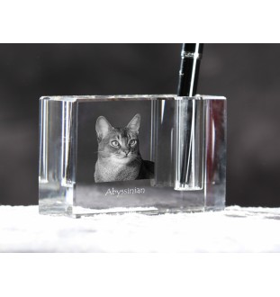 Abessinier - Stifthalter, Kristallorganizer mit Katzenfoto, einzigartige Schreibtischdekoration der Marke Art-Dog