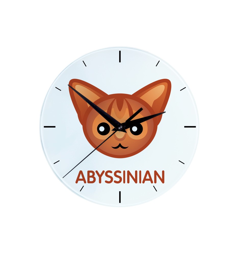 Abessinier - MDF-Uhr mit Grafik und Logo der Marke Art-Dog