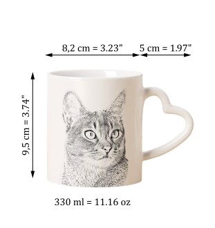 Abyssinian - cat mug, adorable heart-shaped handle mug, universal gift from Art-Dog brand