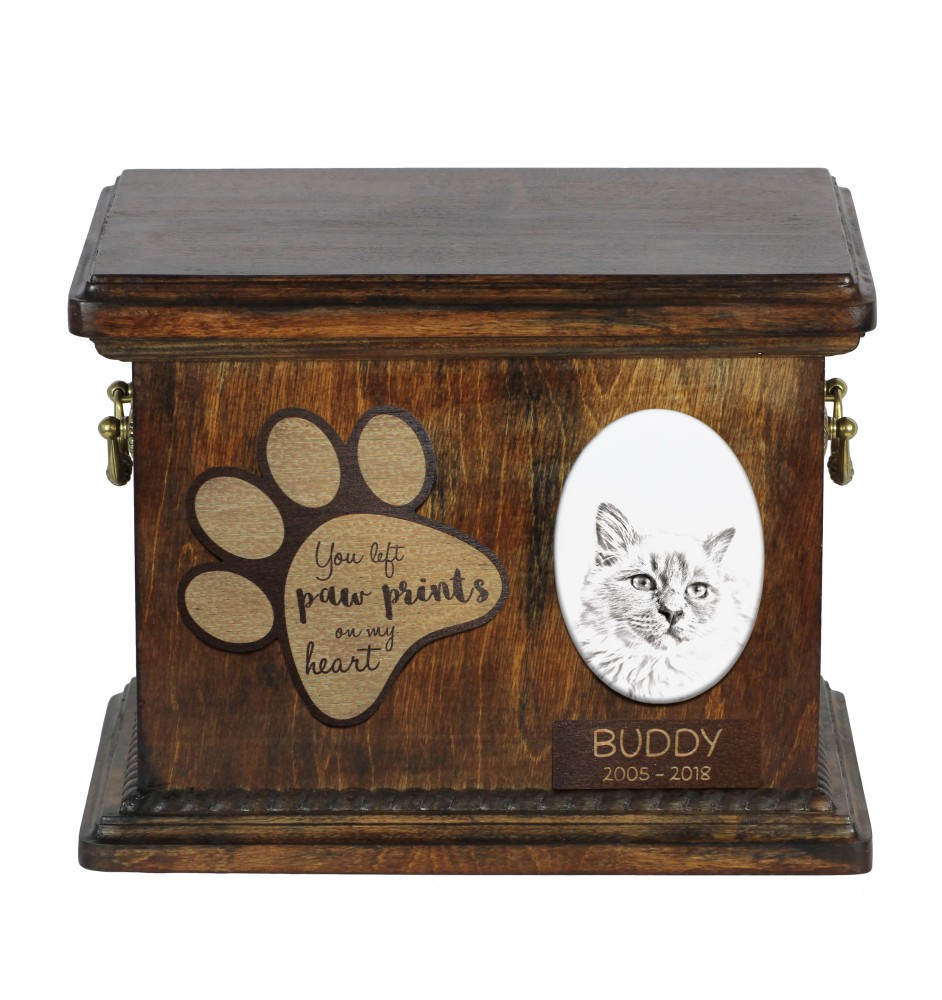 Birman - urn for cat ashes, urn for cat with photo, personalized cat ashes box by Art-Dog brand