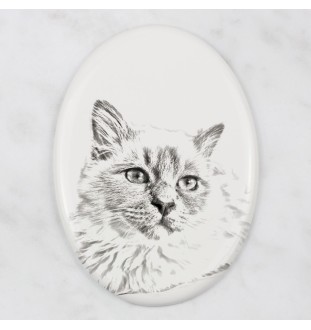 Birman - une plaque commémorative avec une photo de chat, une plaque funéraire avec une impression, une plaque ovale personnalisée de la marque Art-Dog