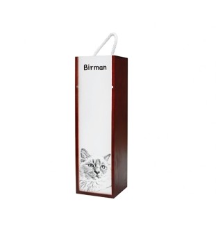 Birman - boîte à vin avec un chat, boîte à alcool avec une illustration, boîte personnalisée pour cadeau de la marque Art-Dog