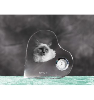 Birman zegar w kształcie serca z kotem Art-Dog