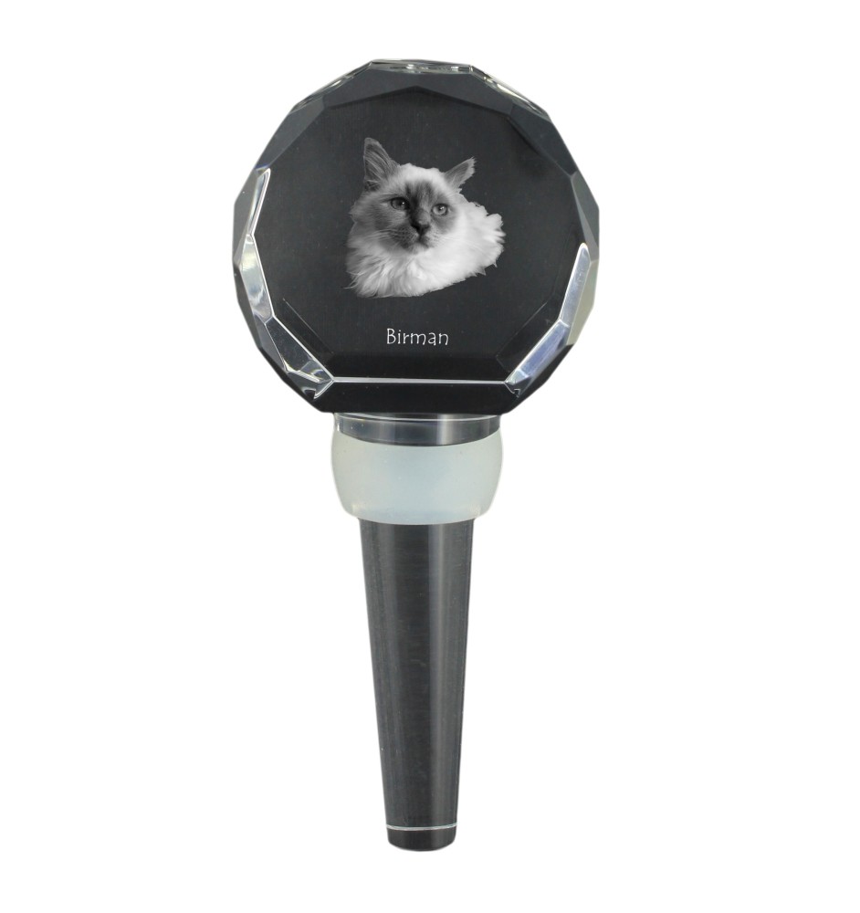 Birman - Bouchon de bouteille en cristal avec chat, bouchon de vin unique avec photo, cadeau personnalisé pour sommelier par la marque Art-Dog