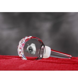 Birman - Bouchon de bouteille en cristal avec chat, bouchon de vin unique avec photo, cadeau personnalisé pour sommelier par la marque Art-Dog