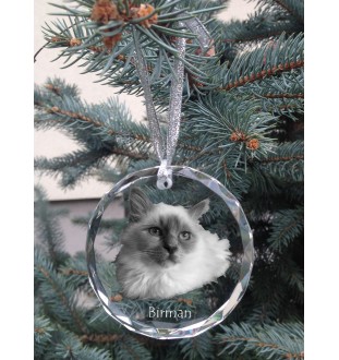 Birma - Kristallkugel mit Foto, Katzenfoto im Kristall, personalisierter Weihnachtsbaumanhänger von Art-Dog.