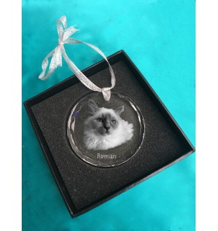 Birman - crystal bauble with a photo, photo of a cat in crystal, personalized Christmas tree ornament by Art-Dog brand