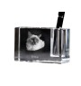 Birman - Pen stand, crystal organiser with cat photo, unique desk decoration by Art-Dog brand