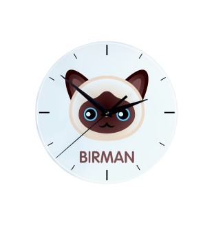 Birman - horloge MDF avec graphisme et logo de la marque Art-Dog