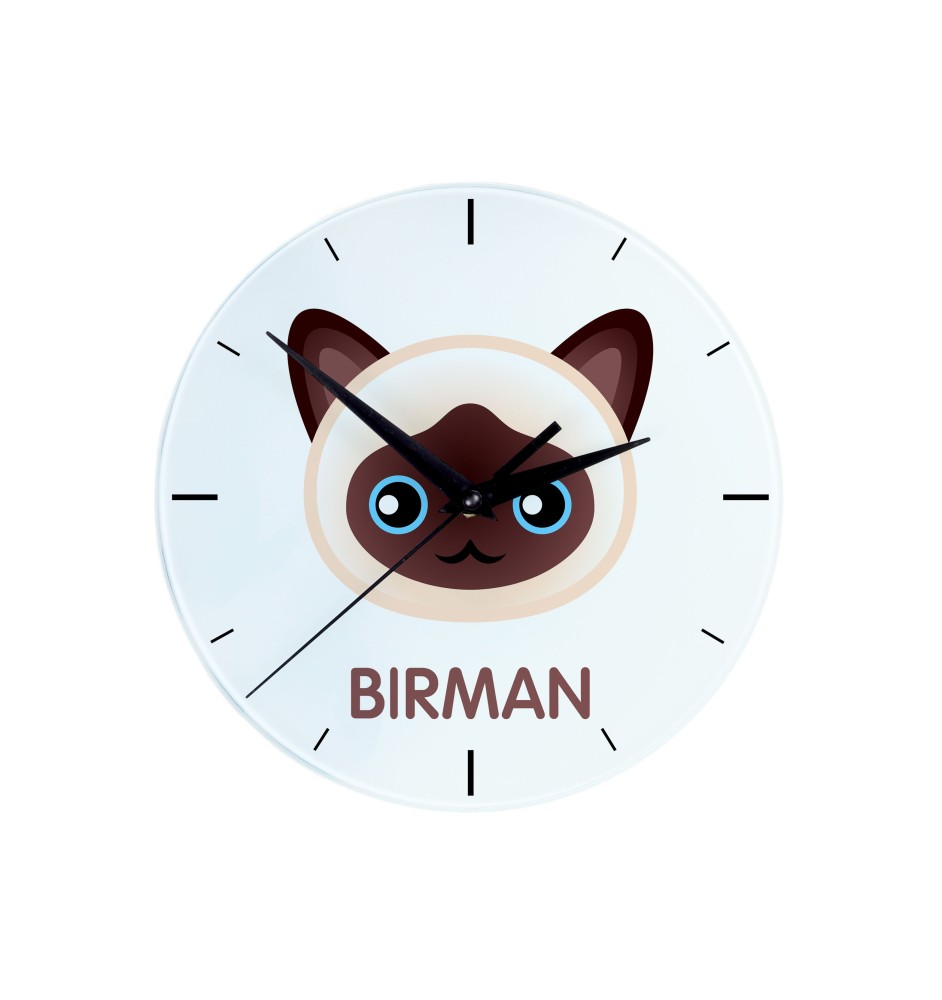 Birman - MDF clock with graphics and the Art-Dog brand name
