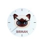 Birman - horloge MDF avec graphisme et logo de la marque Art-Dog