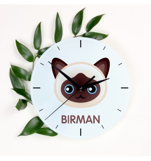 Birman - horloge MDF avec graphisme et logo de la marque Art-Dog