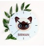 Birman - horloge MDF avec graphisme et logo de la marque Art-Dog