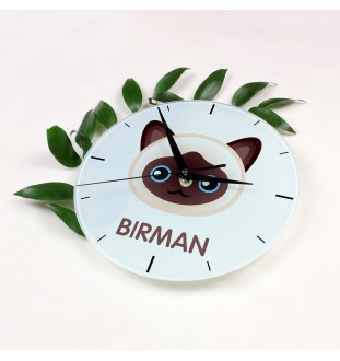 Birman - MDF clock with graphics and the Art-Dog brand name