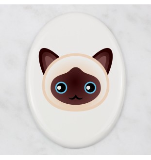 Birman - une plaque funéraire en céramique avec une illustration et un texte de la marque Art-Dog