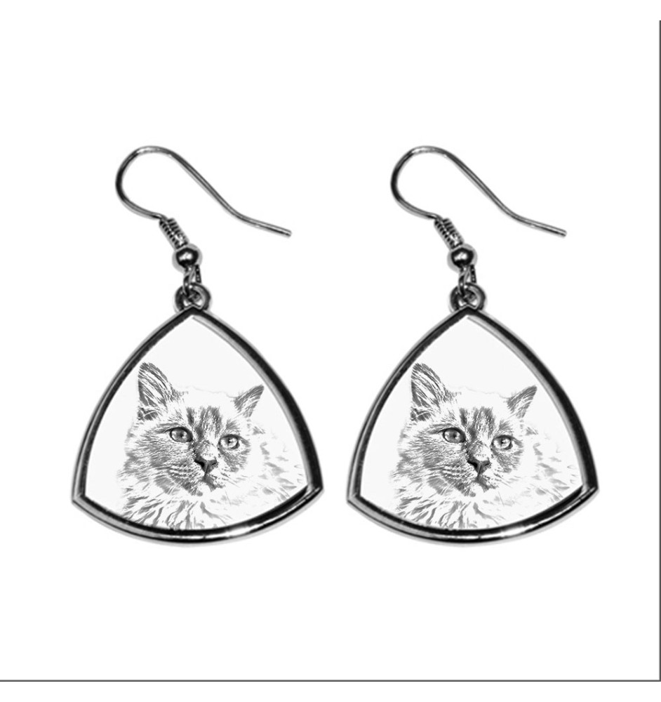 Birma - Katzenohrringe, hängende Ohrringe mit Bild, personalisierter Schmuck mit dem Aufdruck der Marke Art-Dog