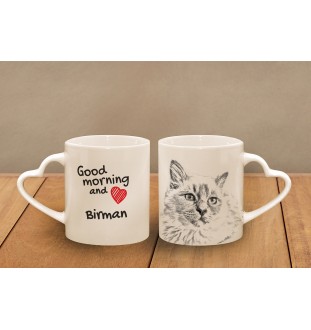 Birman - tasse avec un chat, une tasse adorable avec une anse en forme de cœur, un cadeau universel de la marque Art-Dog