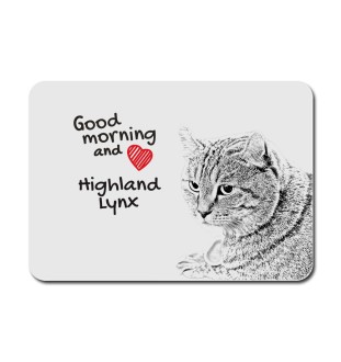 Lynx des Highlands - tapis de souris imprimé, tapis de souris personnalisé avec un chat, un gadget unique pour un employé de bureau de la marque Art-Dog