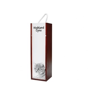 Lynx des Highlands - boîte à vin avec un chat, boîte à alcool avec une illustration, boîte personnalisée pour cadeau de la marque Art-Dog