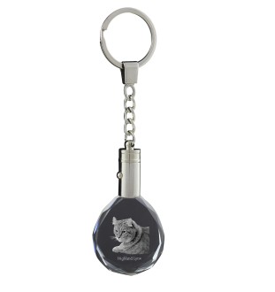 Lynx des Highlands - Fob with cat photo, crystal key ring in gift box, unique gift by Art-Dog brand