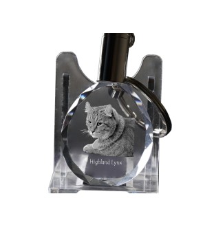 Lynx des Highlands - Fob with cat photo, crystal key ring in gift box, unique gift by Art-Dog brand