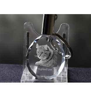 Highland Lynx - Fob with cat photo, crystal key ring in gift box, unique gift by Art-Dog brand