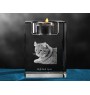 Lynx des Highlands - Bougeoir avec photo de chat, porte bougie en cristal, cadeau personnalisé par la marque Art-Dog