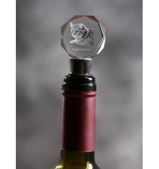 Highland Lynx - Bottle stopper, crystal wine stopper with cat photo, personalised gift for bartender by Art-Dog brand