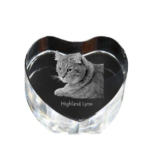 Hochlandluchs - Kristalluhr mit Katzenbild, Herzregal-Uhr, personalisierte Standuhr von Art-Dog.
