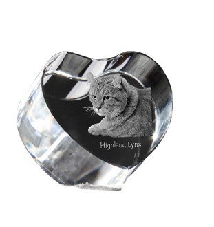 Highland Lynx - crystal clock with a picture of a cat, heart-shaped shelf clock, personalized standing clock by Art-Dog brand