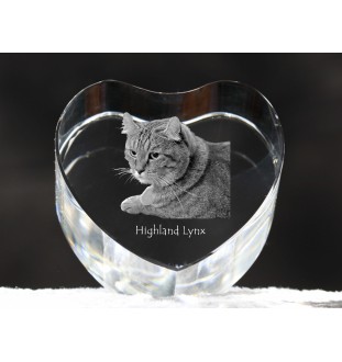 Highland Lynx - crystal clock with a picture of a cat, heart-shaped shelf clock, personalized standing clock by Art-Dog brand